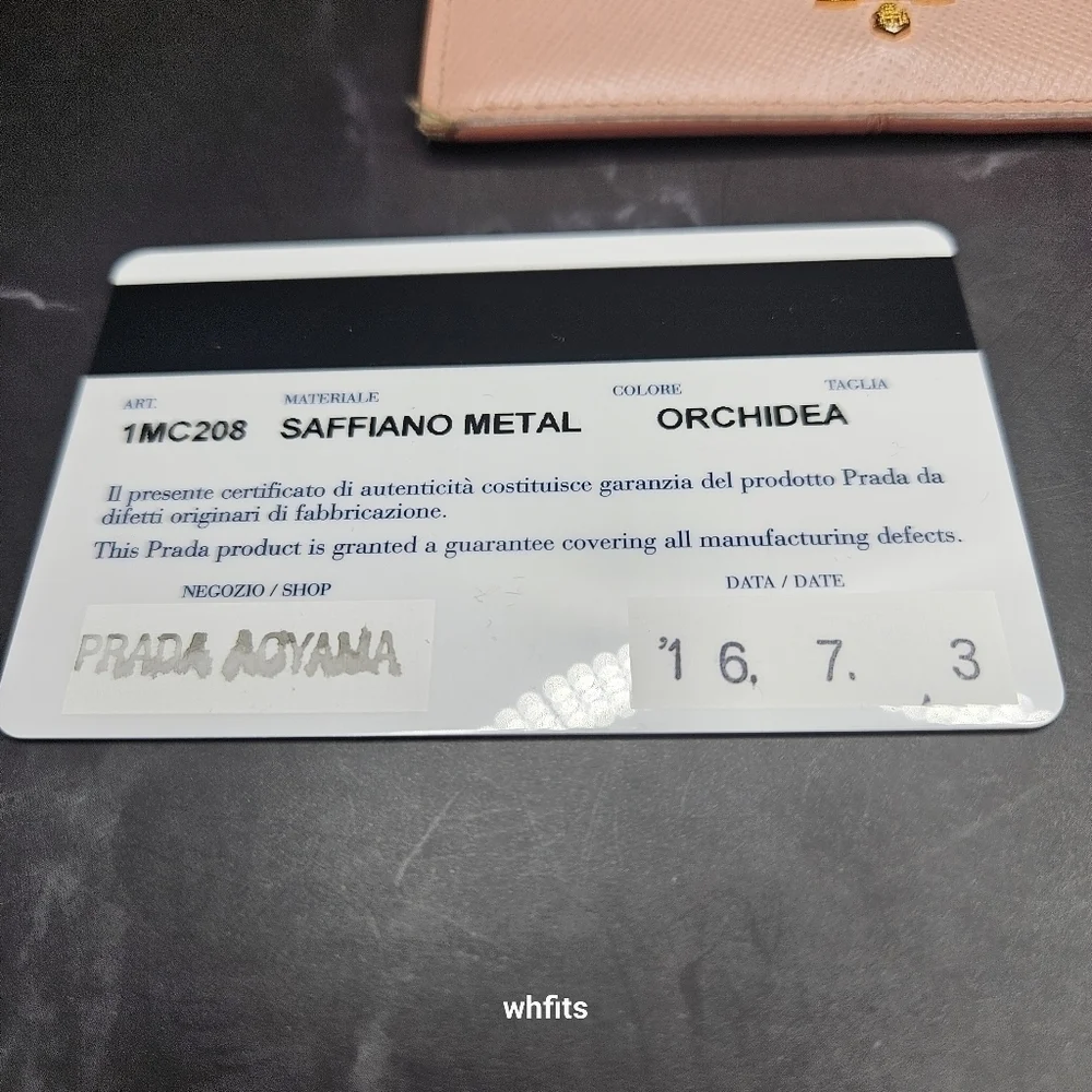 Prada Saffiano Metal Pink Card Holder Leather